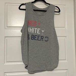Grey Red White and Beer Tank Top Woman’s XXL